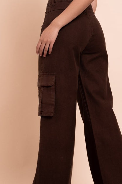 Daisy Street - Washed Brown Cargo Trousers
