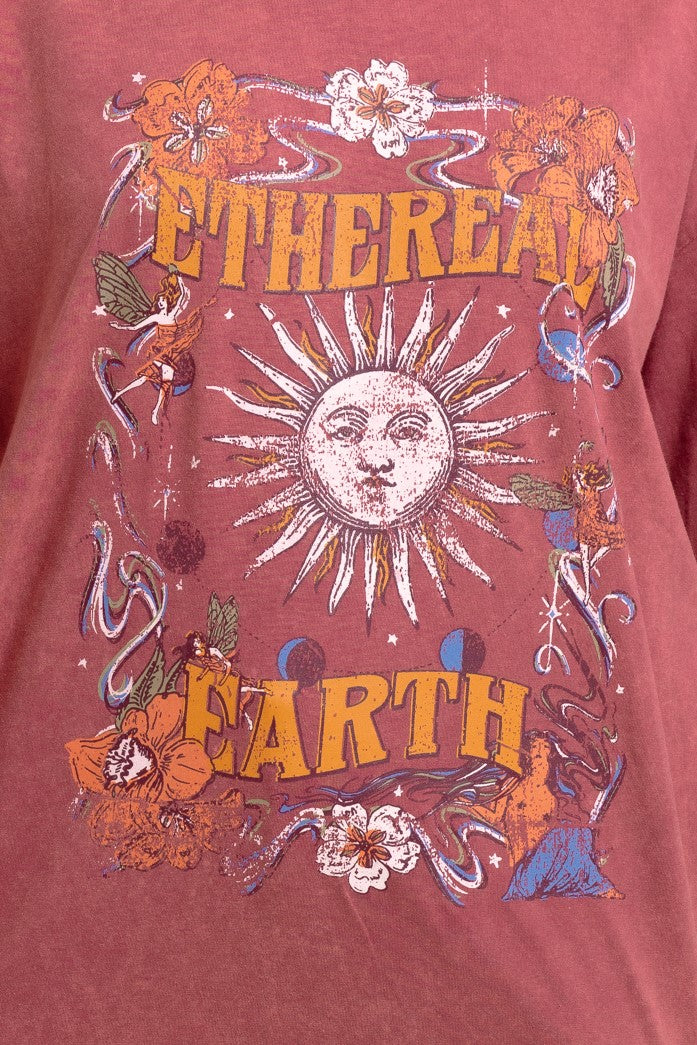 Daisy Street - Red Vintage-Washed Ethereal Earth Relaxed Tee