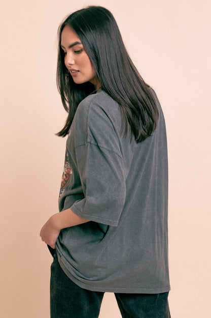 Daisy Street - Grey Vintage-Washed Inner Balance Relaxed Tee