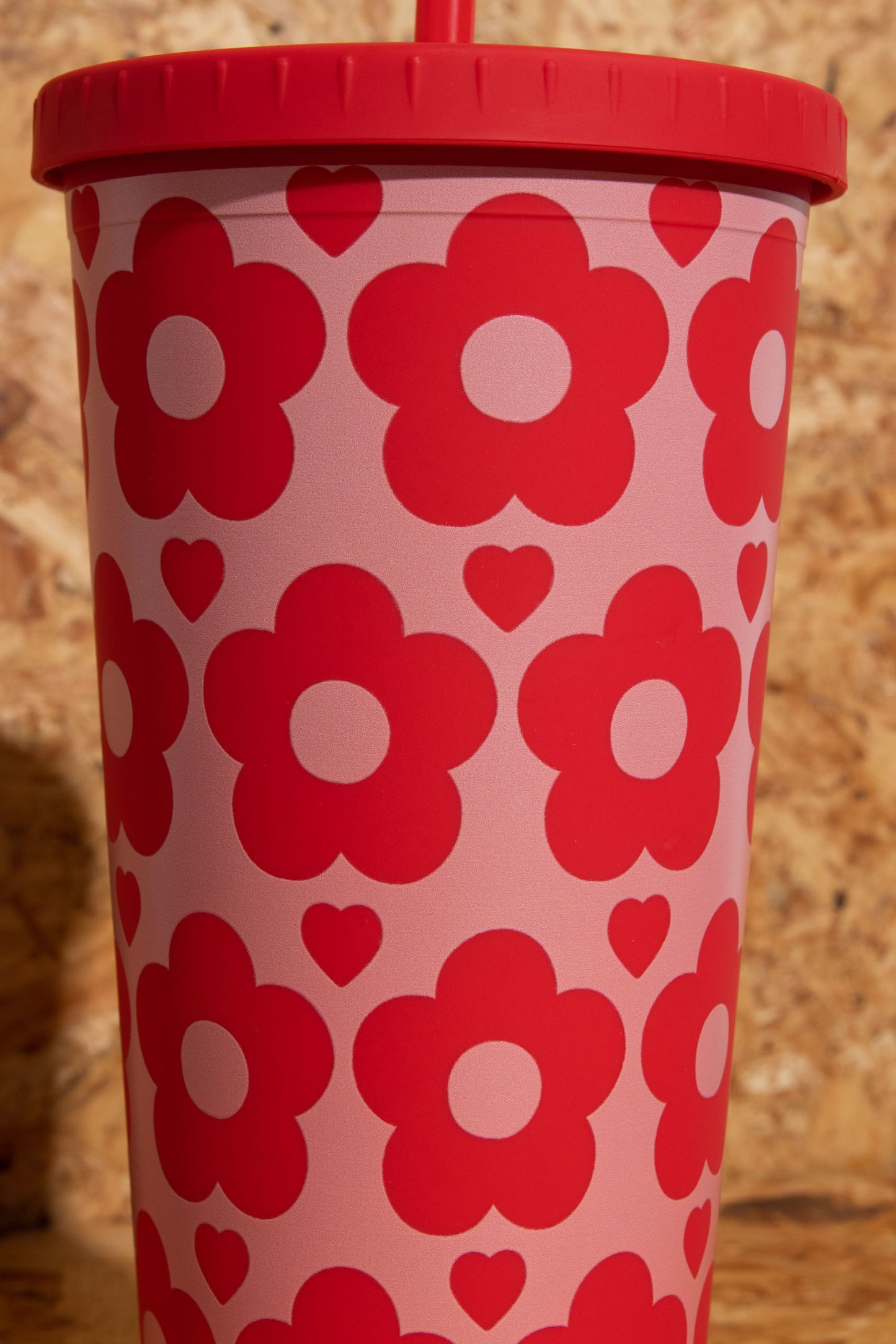 Daisy Street - Reusable Pink & Red Flower Drinking Cup
