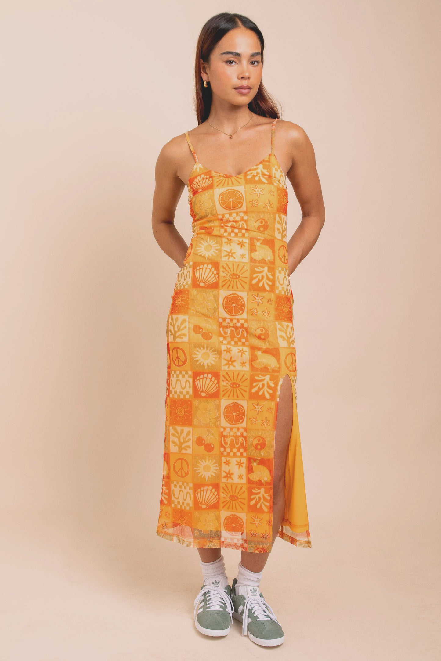 Daisy Street - Orange Tile Midi Dress