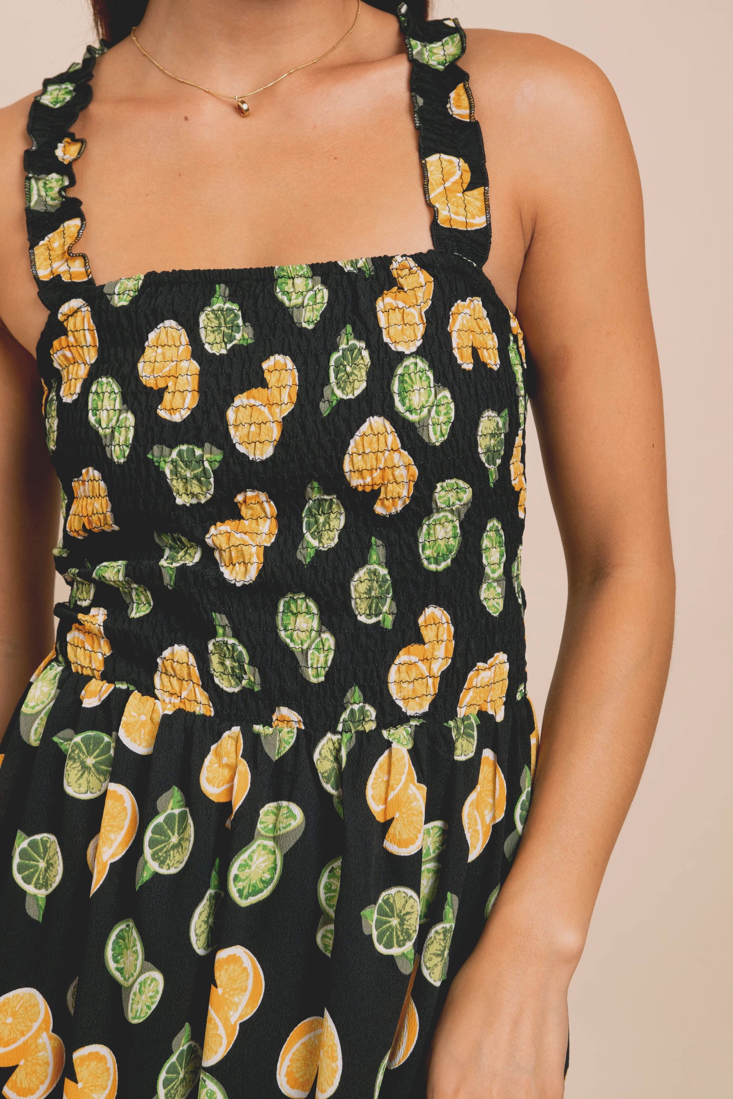 Daisy Street - Lemon & Lime Shirred Sun Dress