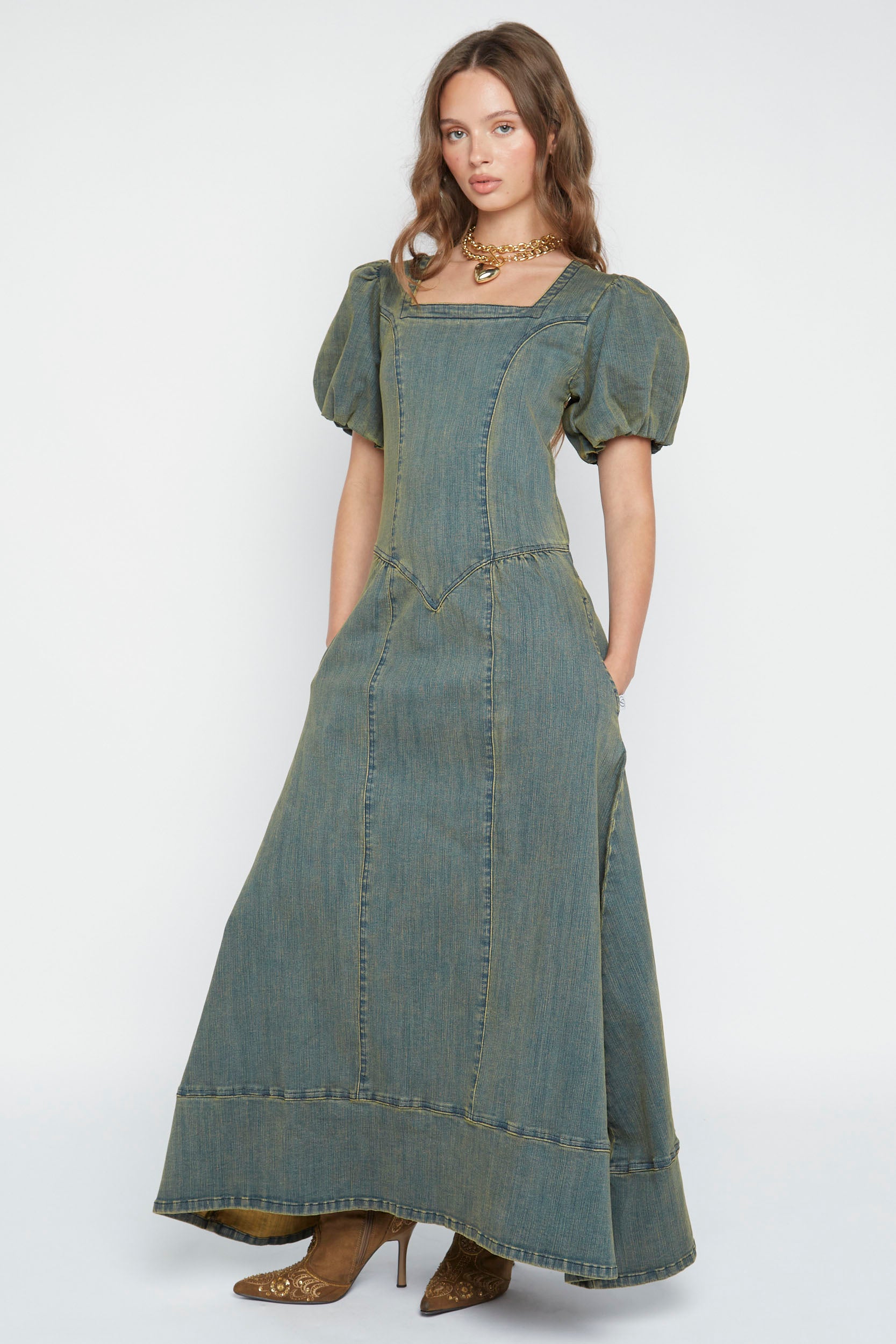 daisy street denim dress Midaxi dress Size:UK 6 / US 8 / EU 39 mermaid wedding dress 2023 Tamela Mann Stuns Fans Leave it open over