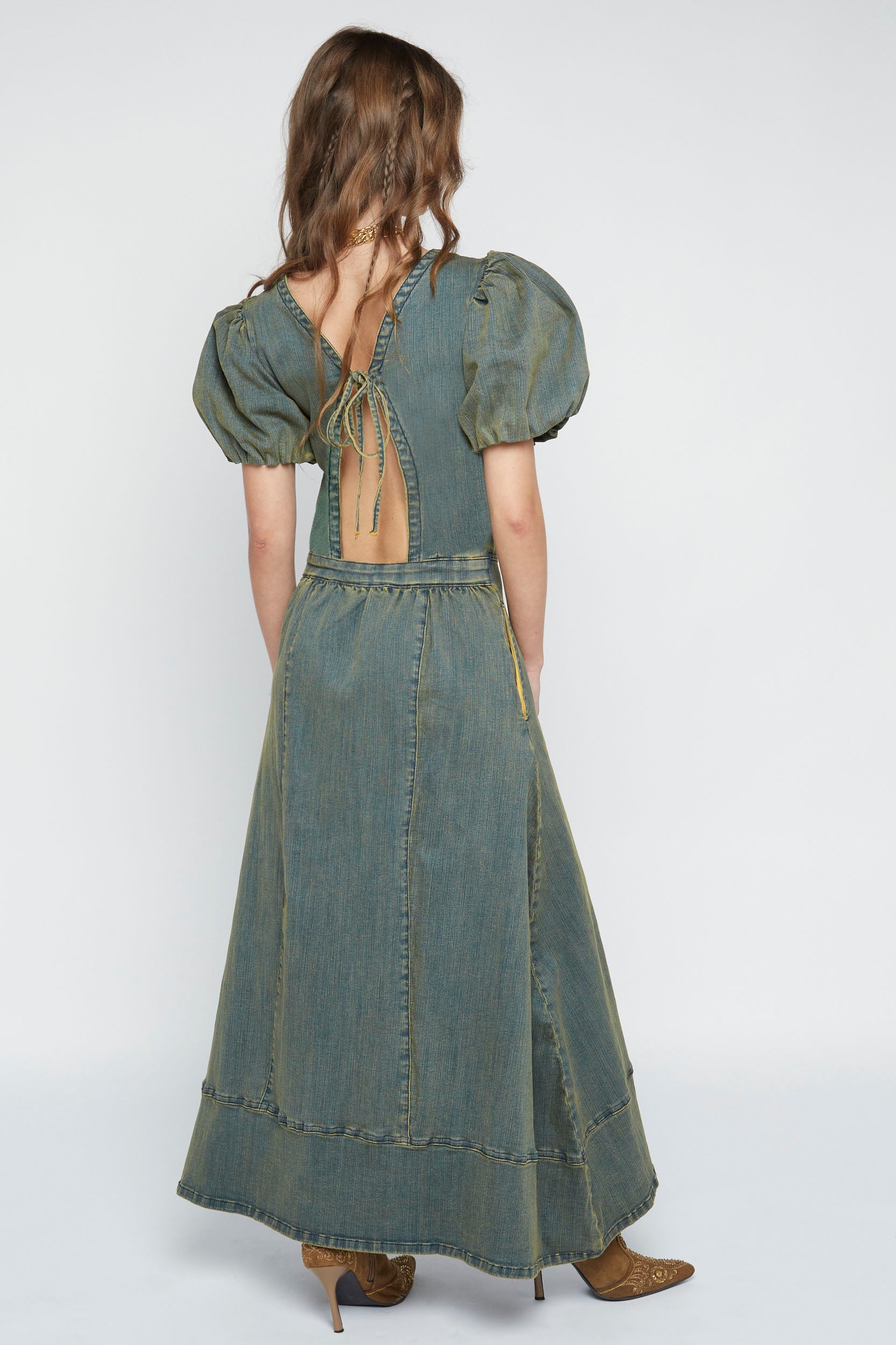 Rhea Denim Maxi Dress UK 8