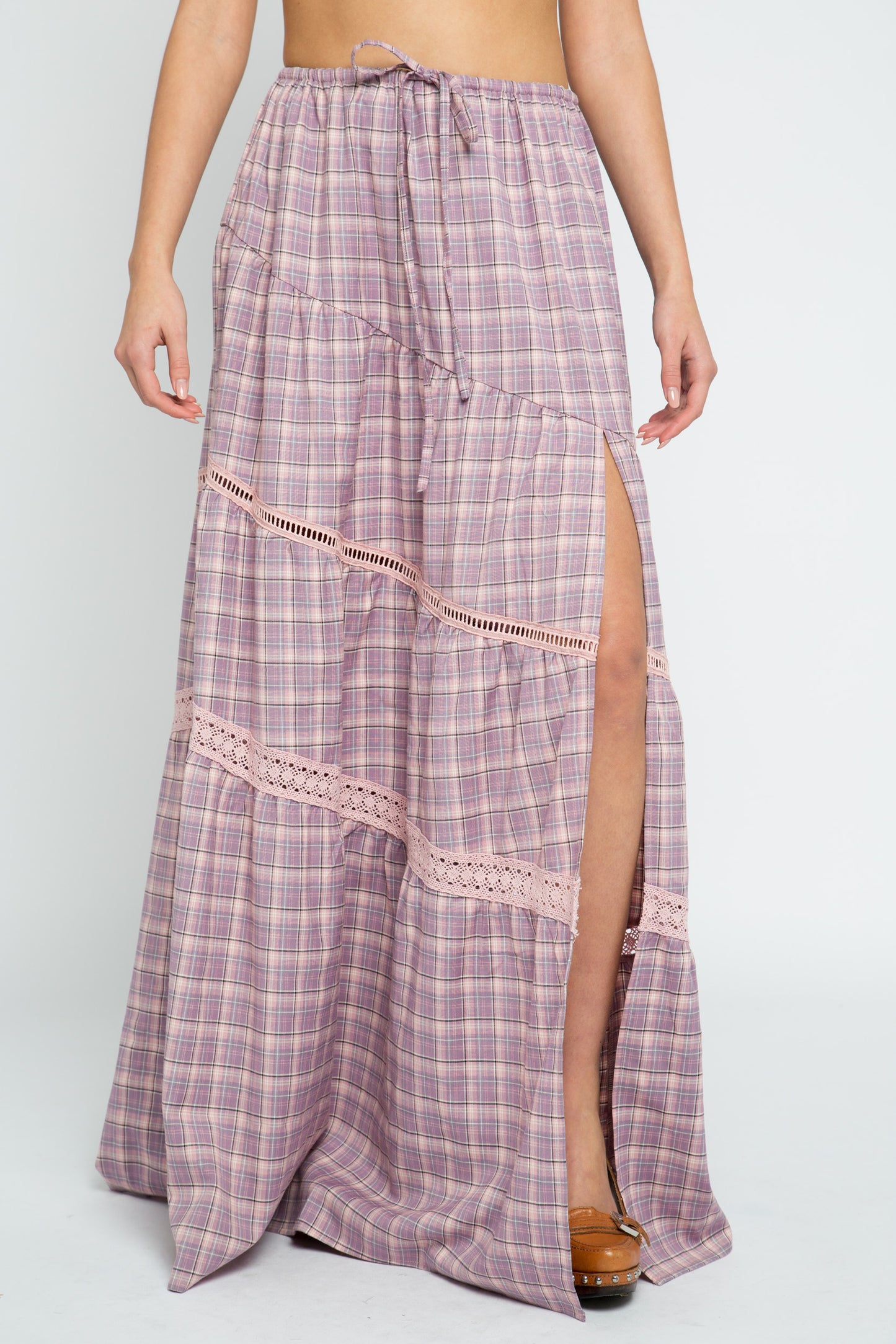 Daisy Street - Pink Check Clove Maxi Skirt