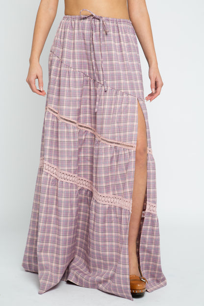 Daisy Street - Pink Check Clove Maxi Skirt