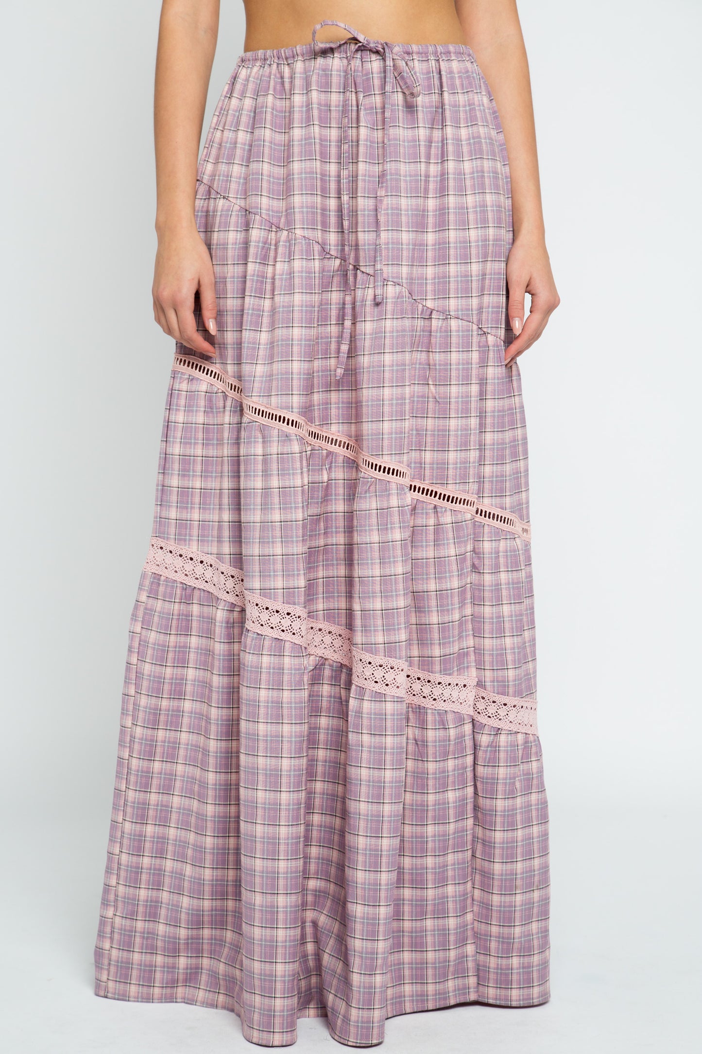Daisy Street - Pink Check Clove Maxi Skirt