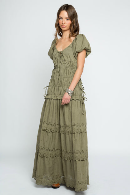 Daisy Street - Olive Green Tiered Ruey Dress