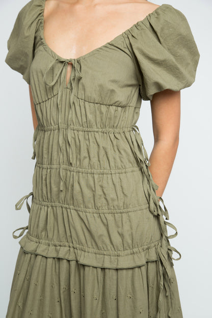 Daisy Street - Olive Green Tiered Ruey Dress