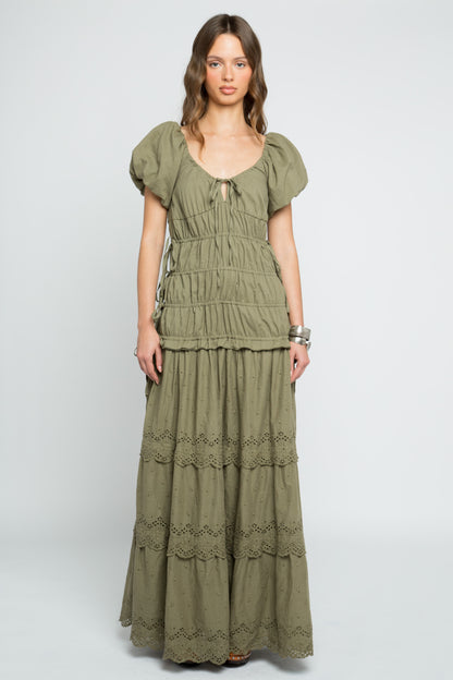 Daisy Street - Olive Green Tiered Ruey Dress