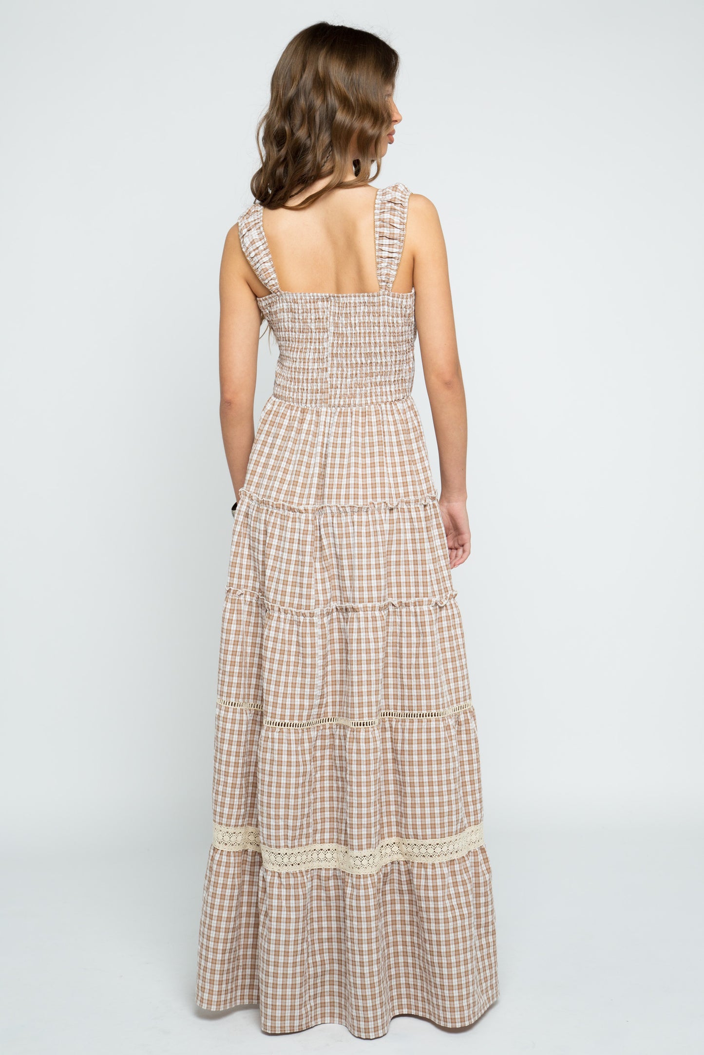 Daisy Street - Brown Check Mira Maxi Dress