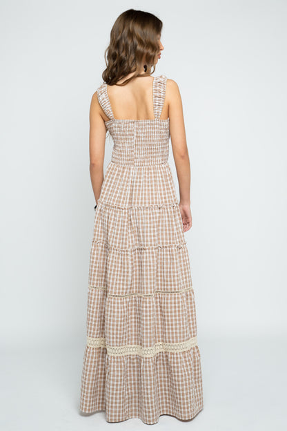 Daisy Street - Brown Check Mira Maxi Dress