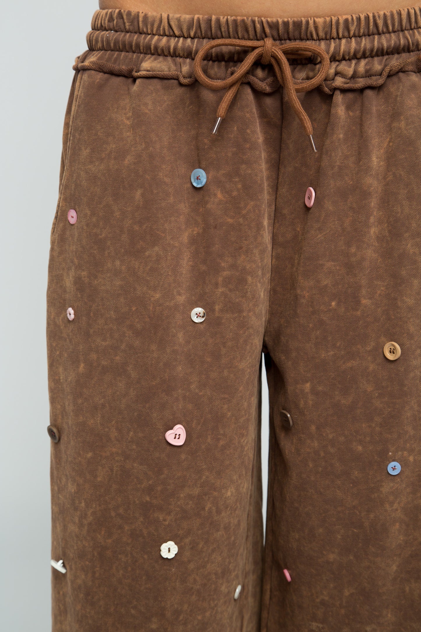 Daisy Street - Brown Jersey Leya Jorts with Button Details