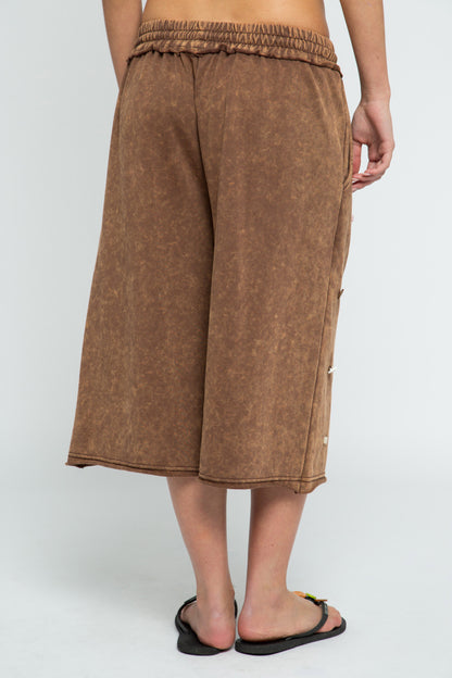 Daisy Street - Brown Jersey Leya Jorts with Button Details