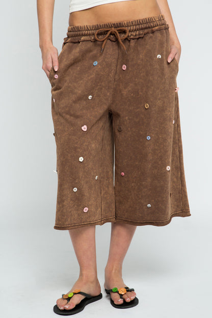 Daisy Street - Brown Jersey Leya Jorts with Button Details