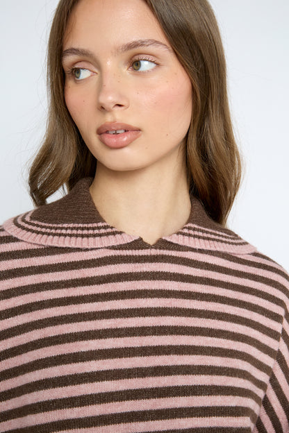 Daisy Street - Brown & Pink Gelato Knit Jumper