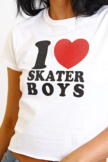 Daisy Street - I Love Skater Boys Crop Tee