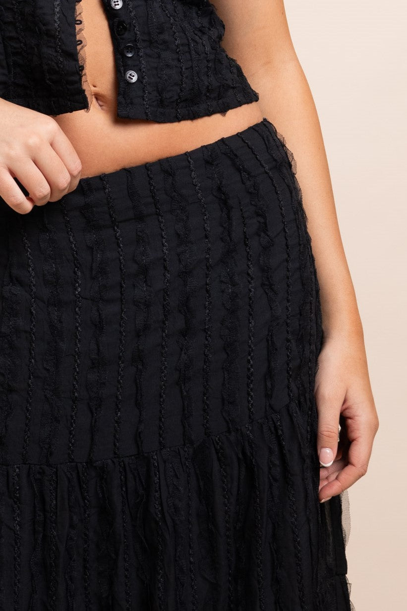 Daisy Street - Black Tiered Maxi Skirt