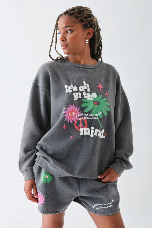 Daisy Street - 'All In The Mind' Puff Print Sweater