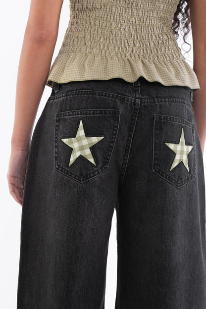 Daisy Street - Low Rise Denim Jeans with Star Pockets