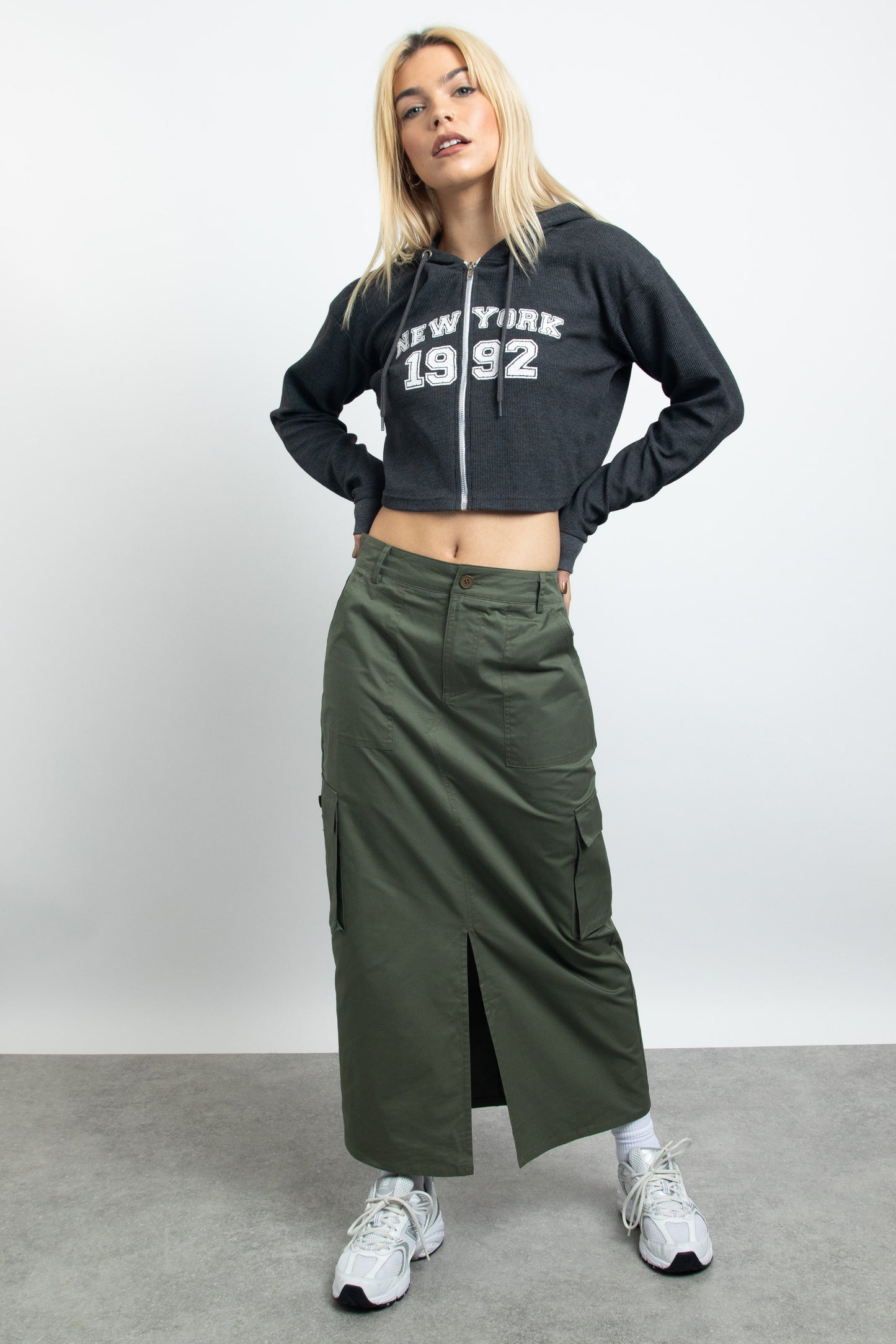 Daisy Street - Khaki Midi Cargo Skirt