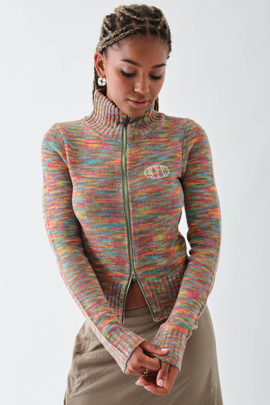 Daisy Street - Multi-coloured Knitted Zip Up Top