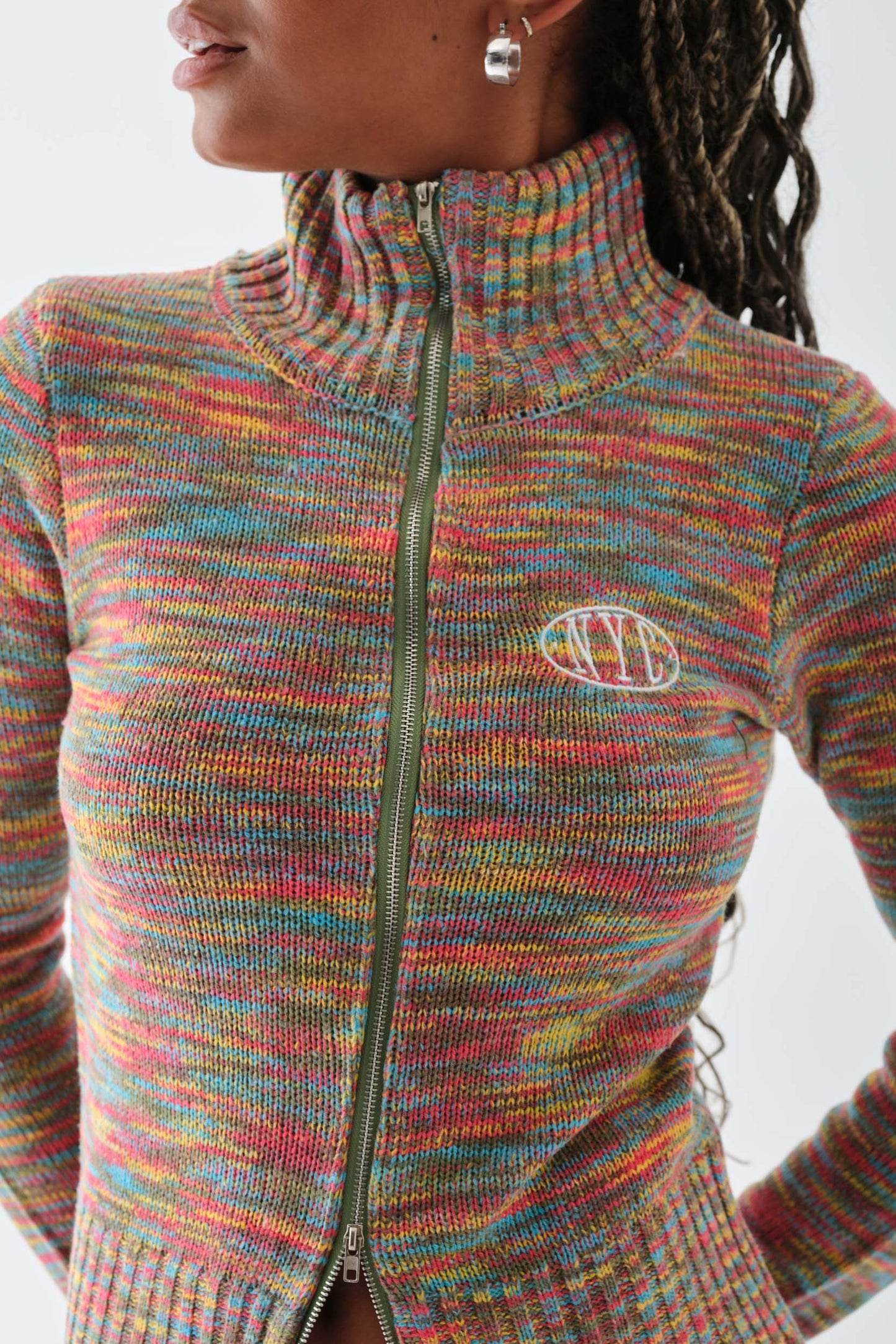 Daisy Street - Multi-coloured Knitted Zip Up Top