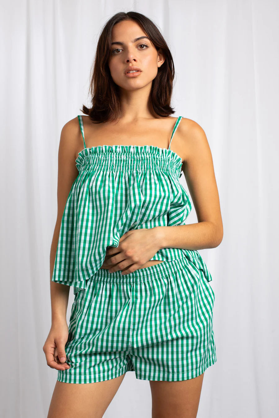 Daisy Street - Green Gingham Shorts