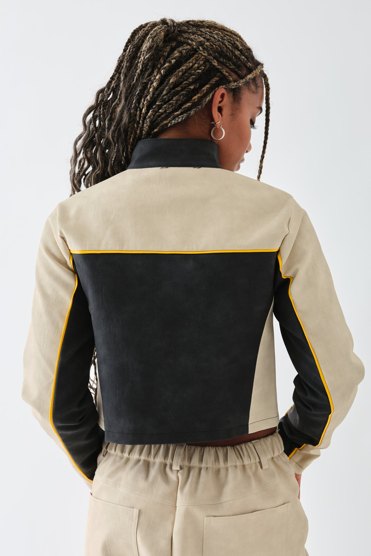 Daisy Street - PU Cropped Racer Jacket