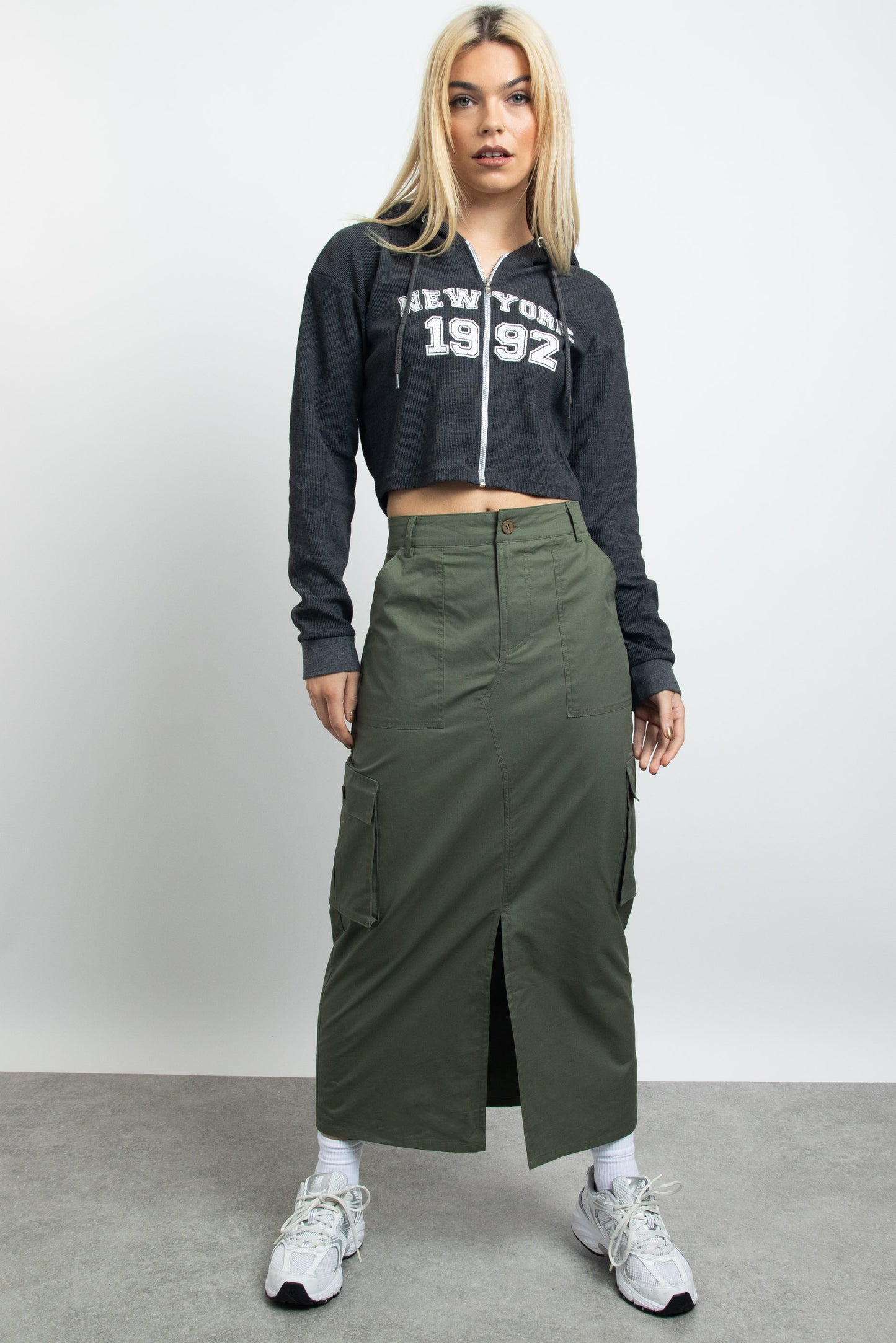 Daisy Street - Khaki Midi Cargo Skirt