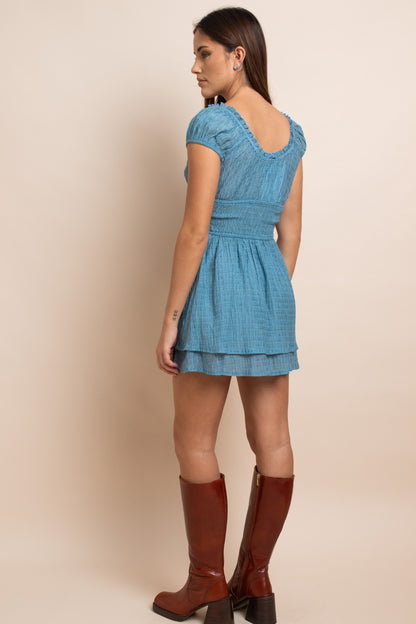 Daisy Street - Blue Textured Mini Dress