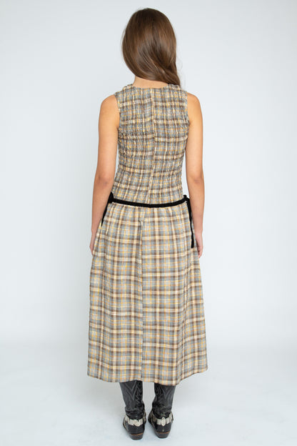 Daisy Street - Yellow & Brown Check Nola Dress