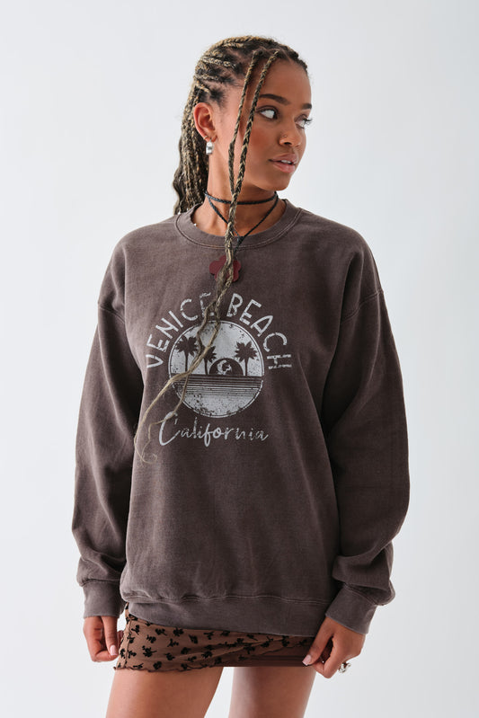 Daisy Street - Brown Washed 'Venice Beach' Sweater
