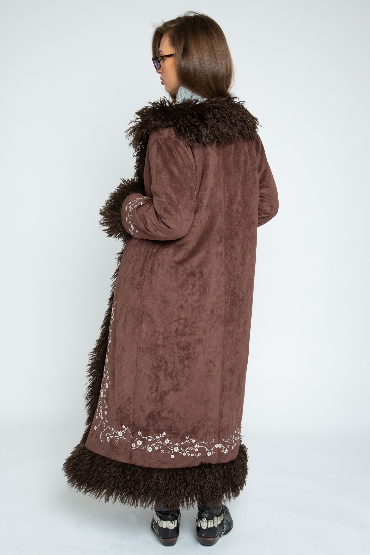 Daisy Street - Brown Heather Afghan Coat