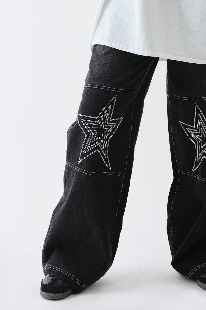 Daisy Street - Black Star Stitch Detail Jeans