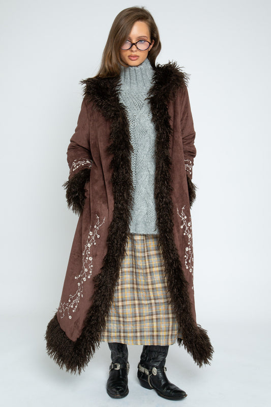 Daisy Street - Brown Heather Afghan Coat