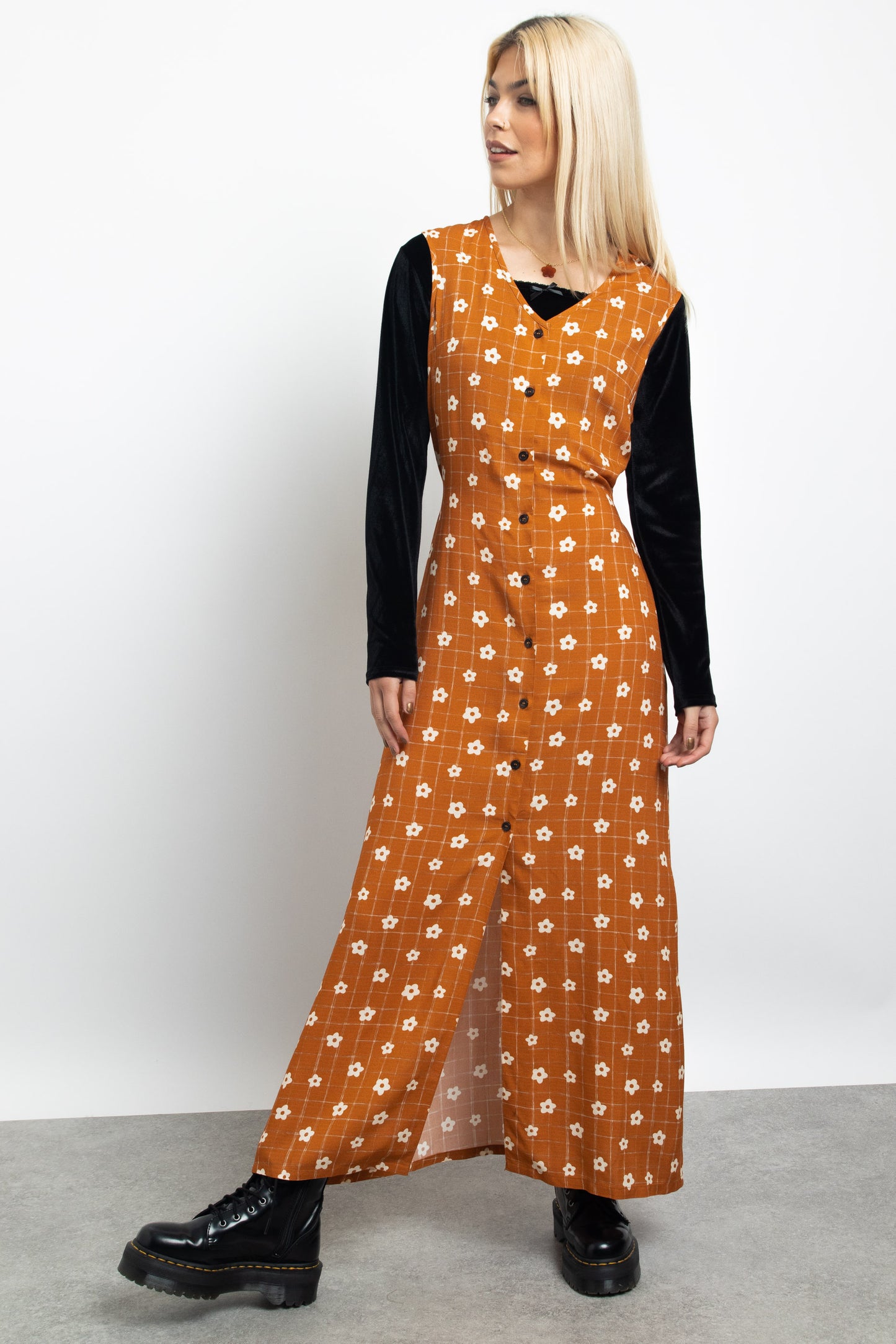 Daisy Street - Daisy Print Midaxi Print Button-up Dress