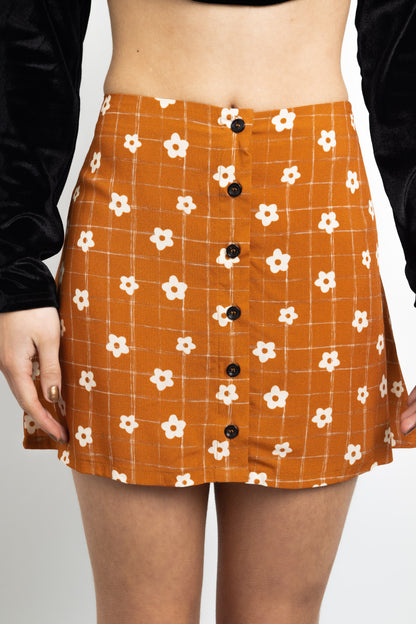 Daisy Street - Daisy Print Button Up Flippy Skirt
