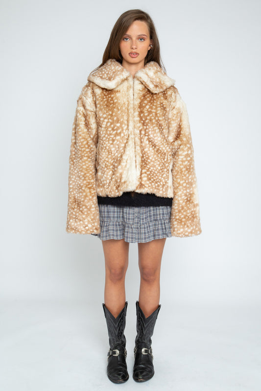 Daisy Street - Faux Fur Fawn Jacket
