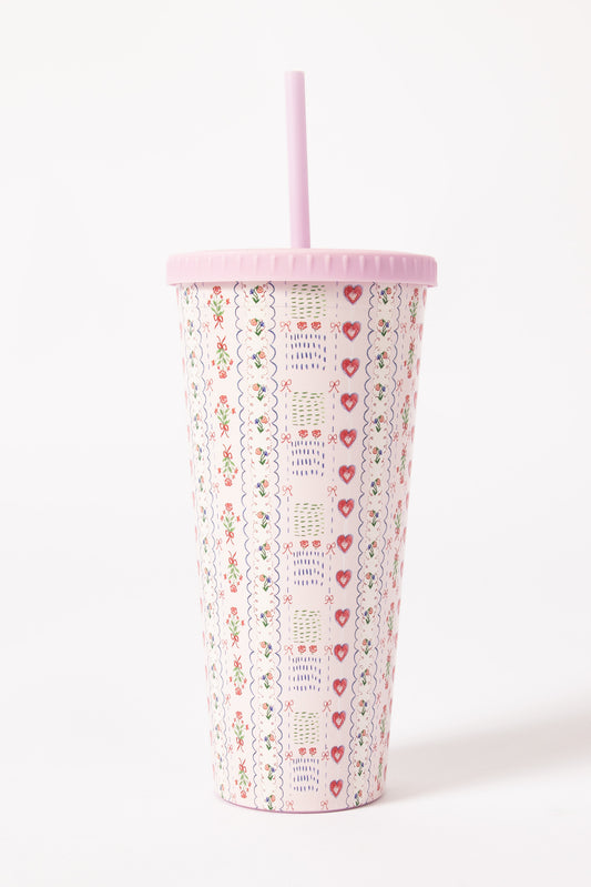 Daisy Street - Cute Pastel Wallpaper Print Drinking Cup with Straw
