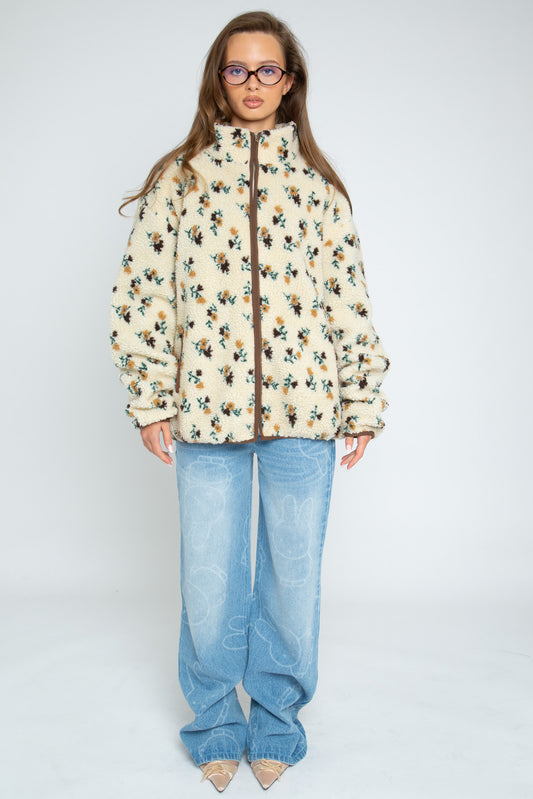 Daisy Street - Zip-up Floral Fleece Aspen Jacket