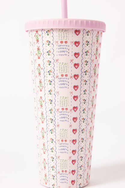 Daisy Street - Cute Pastel Wallpaper Print Drinking Cup with Straw