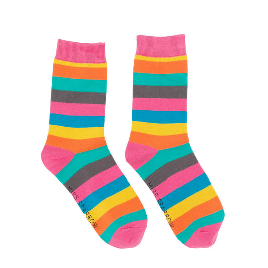Miss Sparrow - Rainbow Bright Stripes Socks
