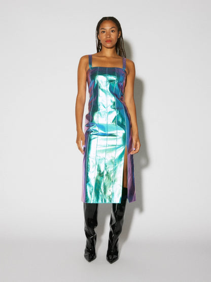 Something New - Metallic Iridescent Calf-Length Dress