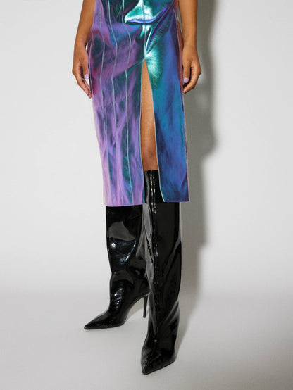 Something New - Metallic Iridescent Calf-Length Dress