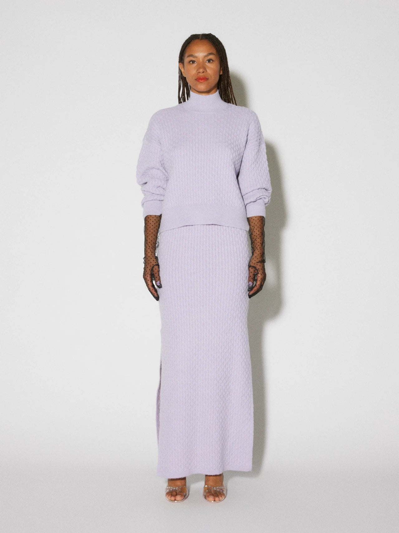 Something New - Lilac Wavy Knit Relaxed Jumper