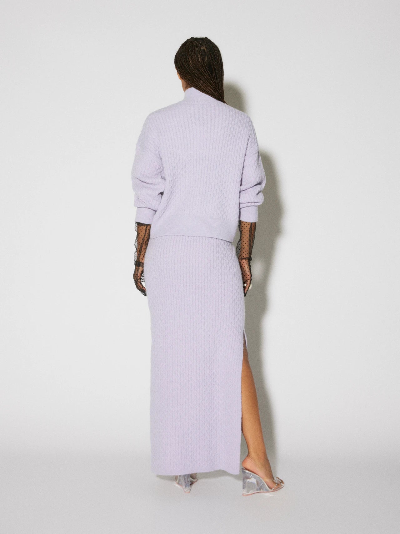 Something New - Lilac Wavy Knit Maxi Skirt