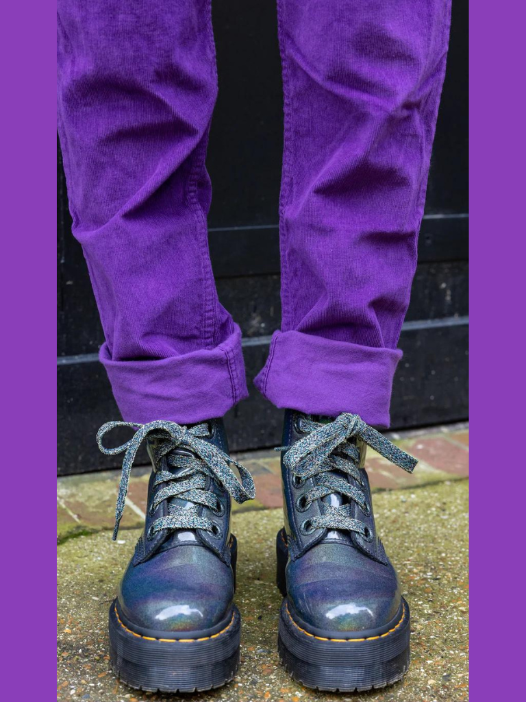 Run & Fly - Purple Magic Stretch Corduroy Dungarees