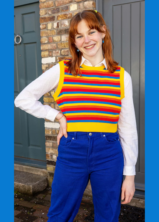 Run & Fly - Rainbow Cropped Sweater Vest