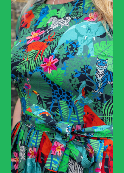 Run & Fly - Jungle Stretch Belted Tea Dress with Pockets